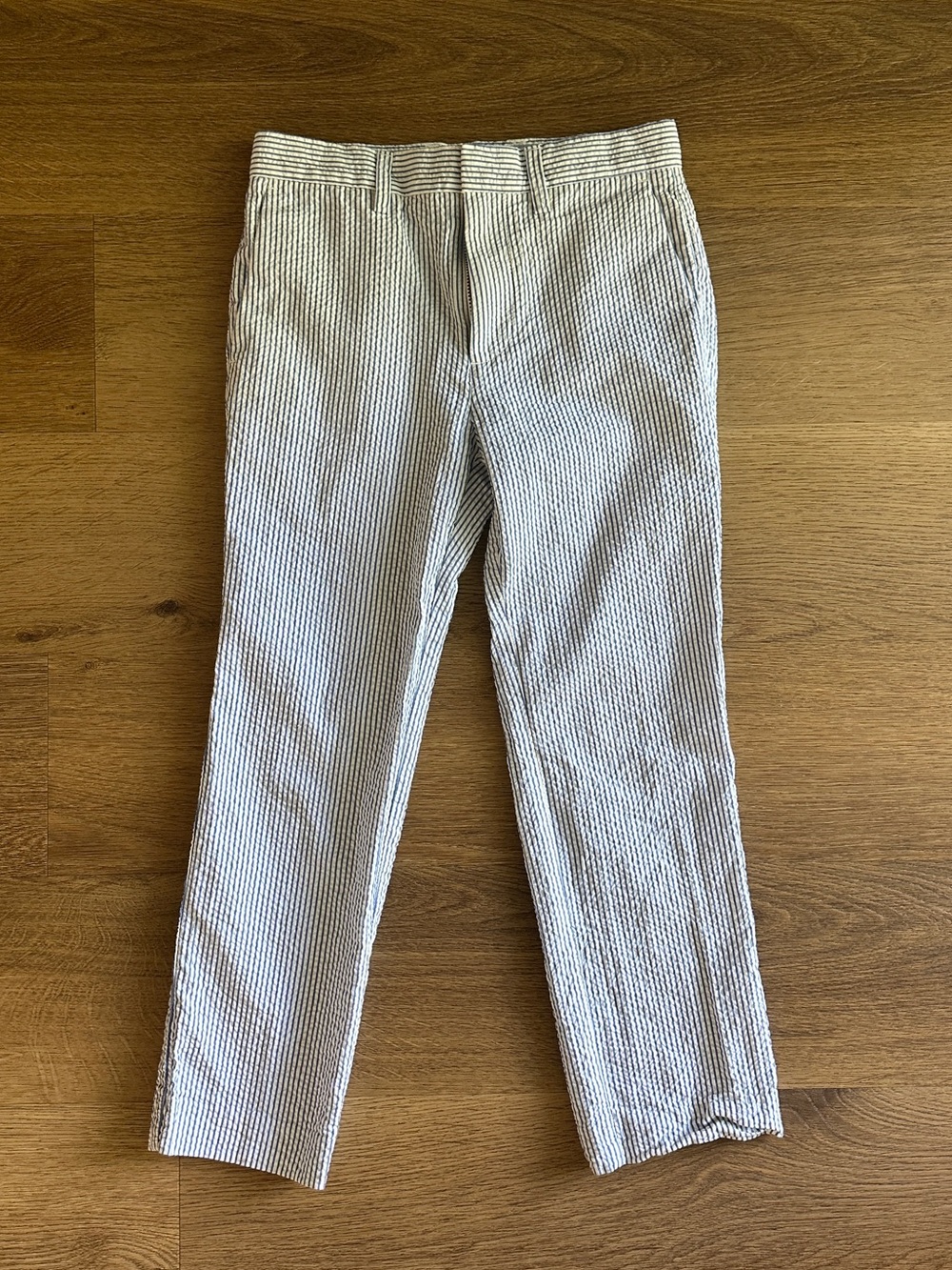 Crewcuts J.Crew Thompson Seersucker Pants Boys Size 6 Blue White Stripe Preppy